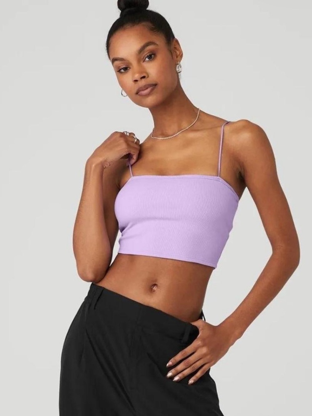 ALO Yoga Lavender Ribbed Cropped Camisole